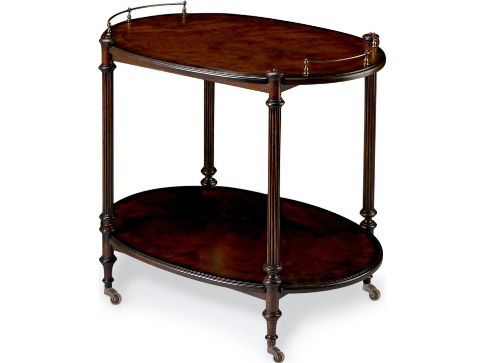 Kathleen Wood Tea Server with Casters in Plantation Cherry Finish