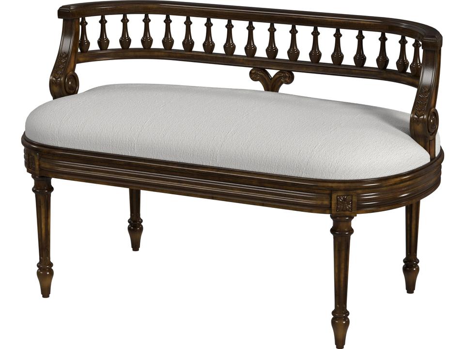 Hathaway Upholstered Low Back Accent Bench Antique Cherry Finish