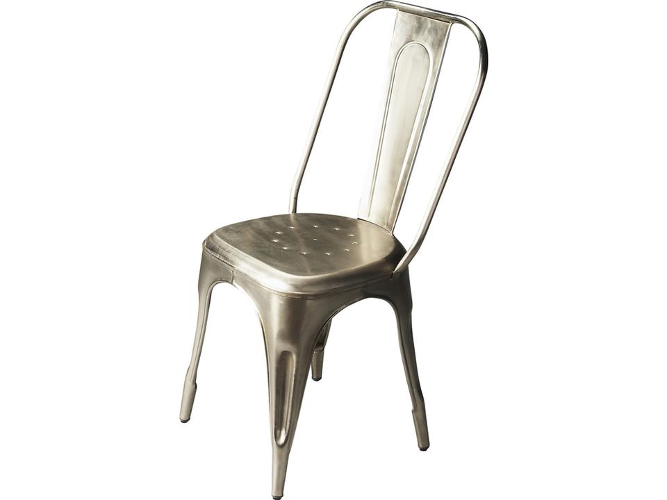 Garcon Iron Dining Side Chair in Lightly Distressed Silver