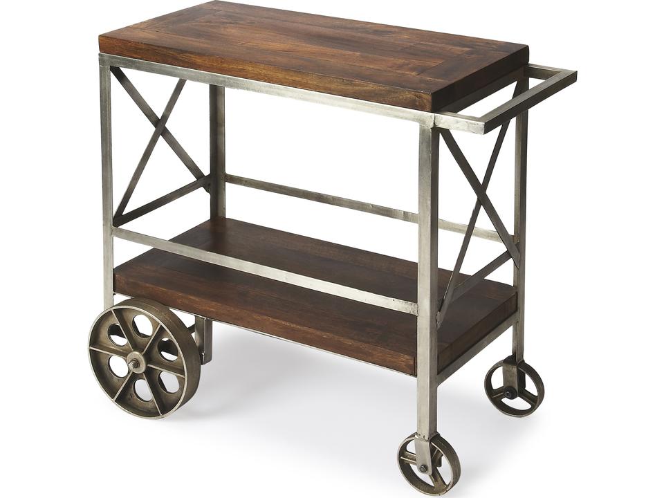 Specialty Company Merrill Metal and Wood Mobile Bar Cart in Industrial Chic