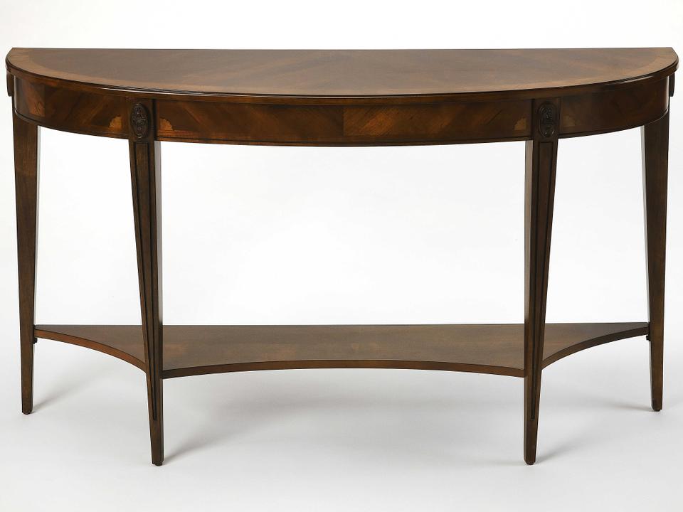 Specialty Astor Demilune Console Table in Nutmeg Finish