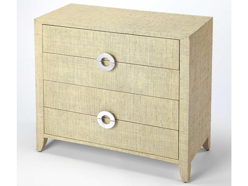 Amelle Accent Chest with 4 Drawers in Cream Raffia