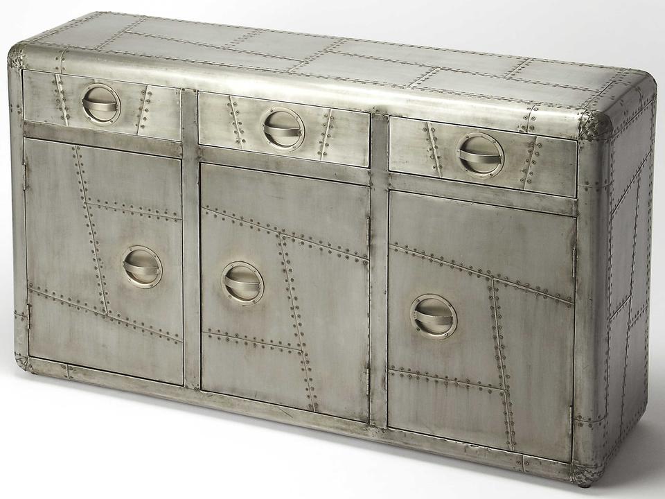 Specialty Midway Aviator Industrial Chic Console Table in Silver