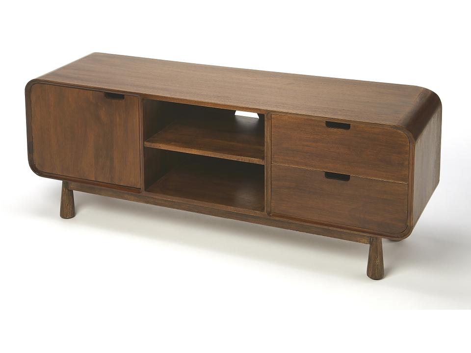 Drayton Mid-Century Modern Wood TV Stand with Storage and Media Holes