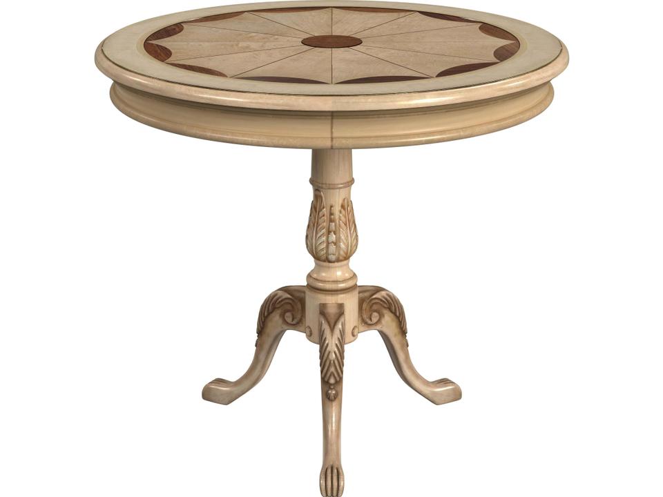 Heritage Carissa Round Foyer Table in Antique Beige with Inlay