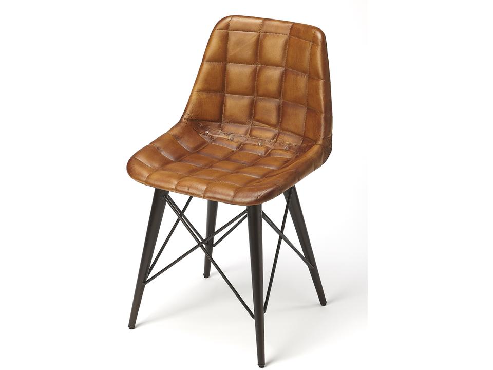 Specialty Company Patty Mid-Century Modern Upholstered Dining Side Chair in Warm Brown Leather