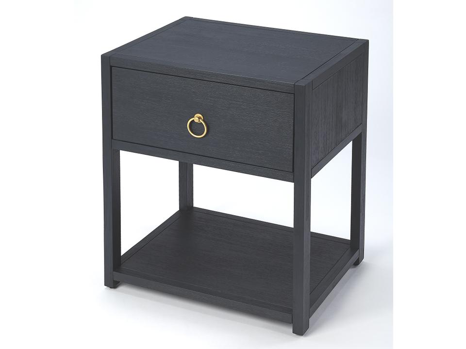 Lark 1-Drawer End Table with Shelf in Navy Blue