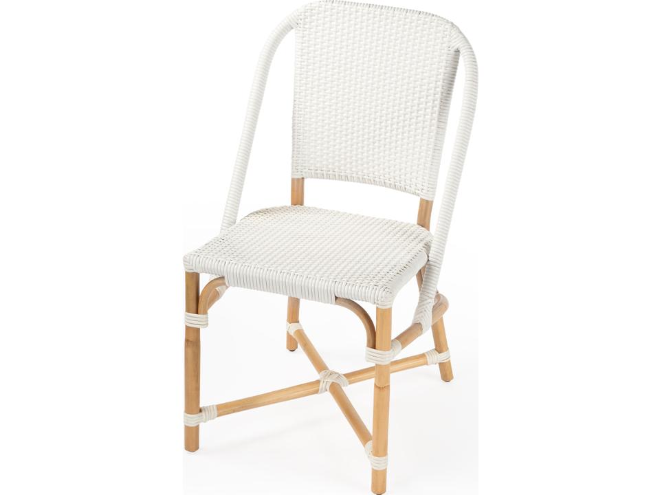 Tenor White Rattan and Woven Plastic Dining Side Chair