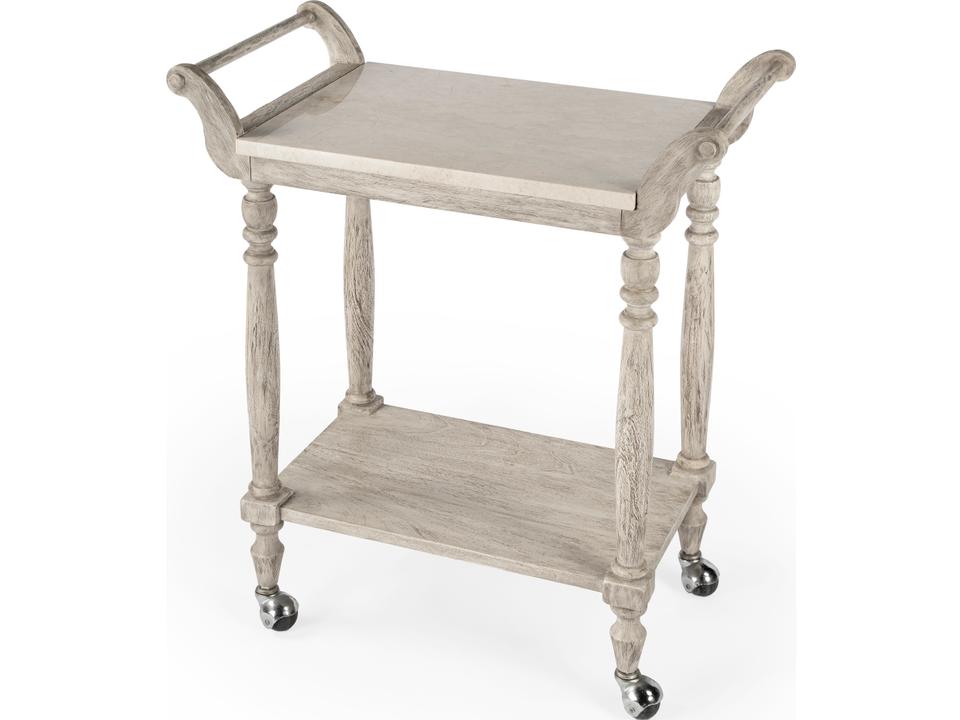 Danielle Marble Rustic Gray Bar Cart