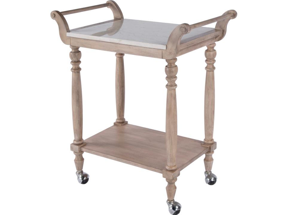 Danielle Marble Sandalwood Beige Bar Cart