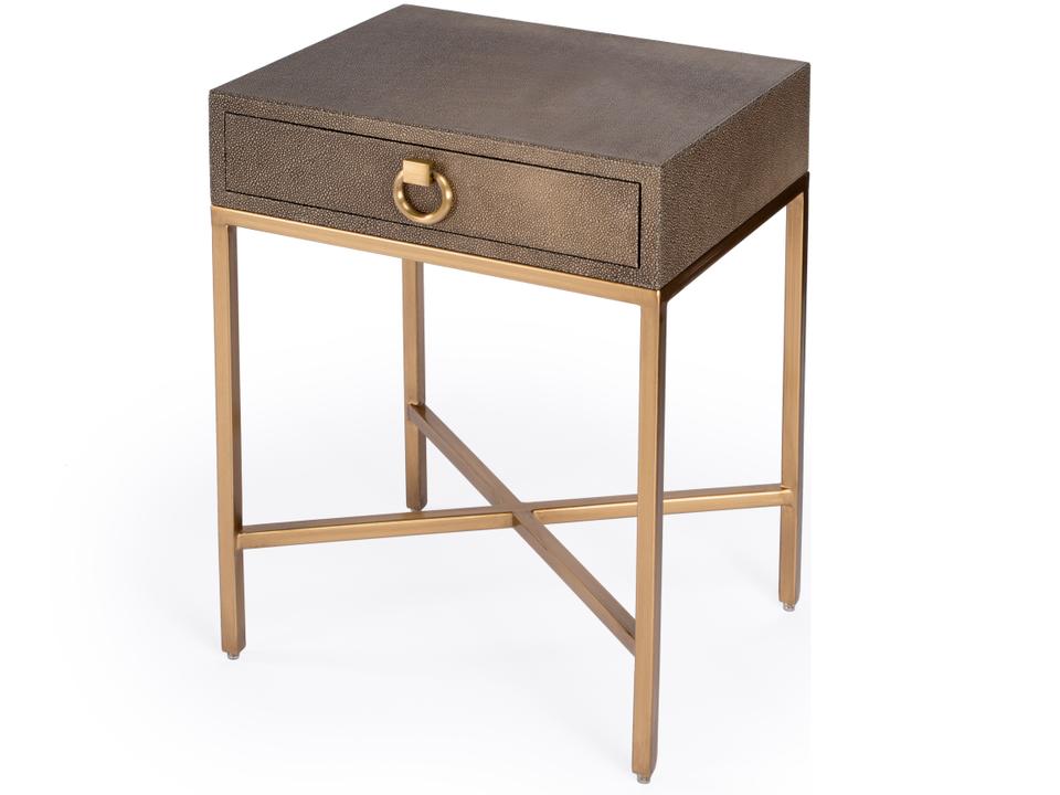 Specialty Sullia Rectangle End Table with Leather Top in Brass Finish