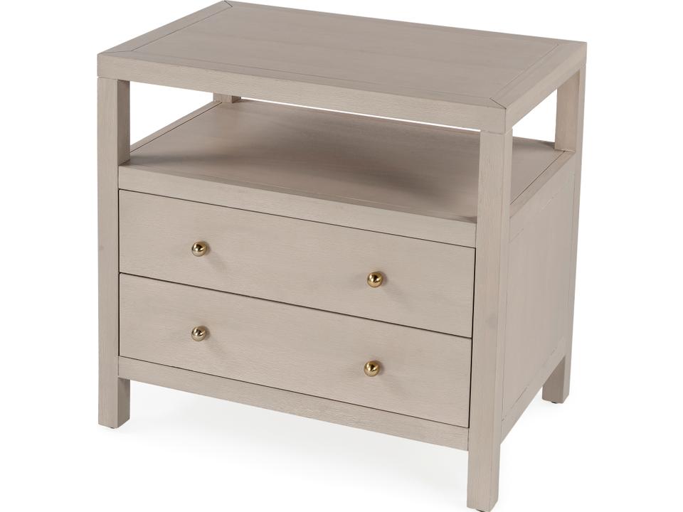 Nora 2-Drawer Nightstand with Open Shelf in Taupe