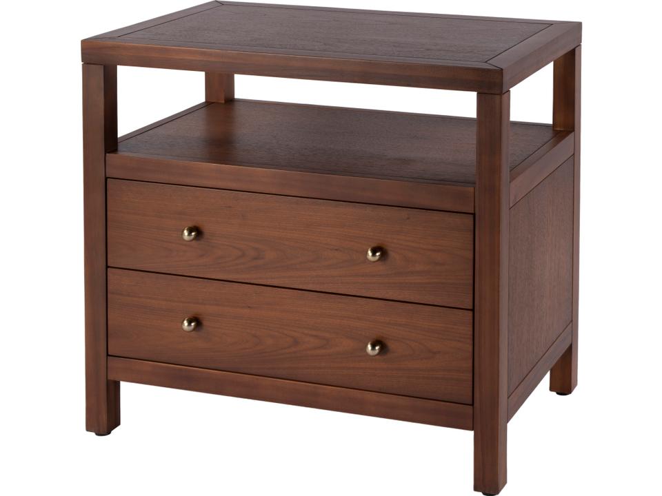 Specialty Nora 2-Drawer Nightstand with Open Shelf in Medium Brown