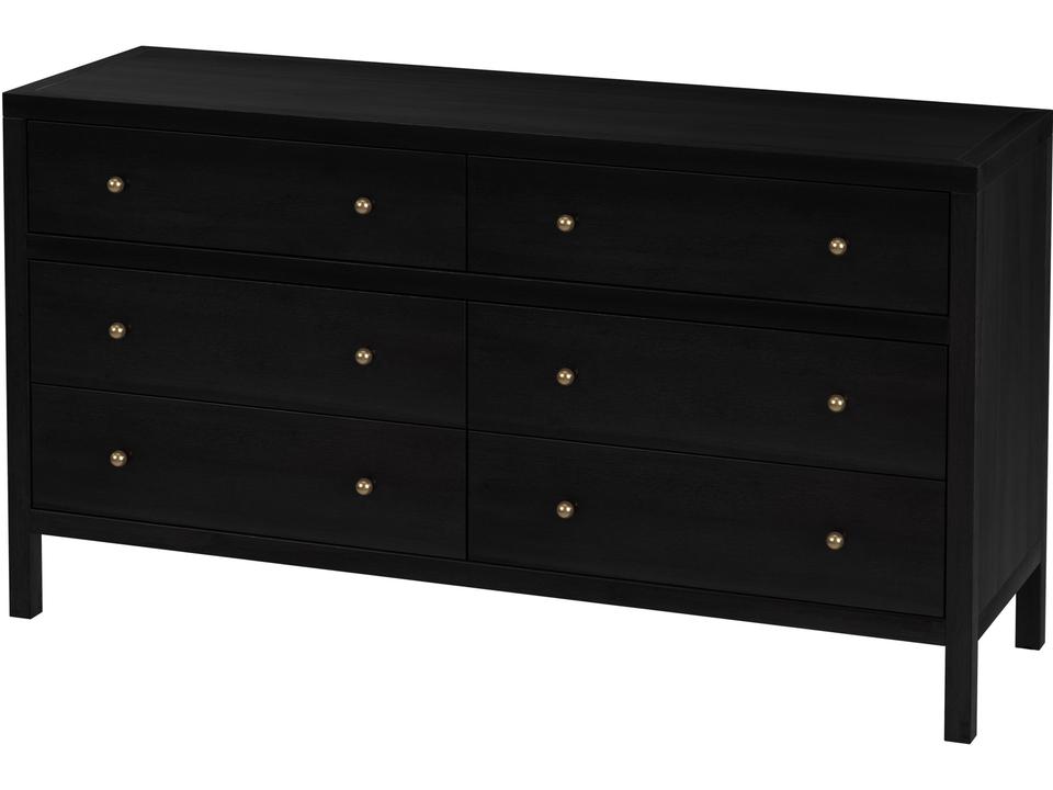 Specialty Company Nora 6-Drawer Dresser in Brown Acacia with Gold Pulls