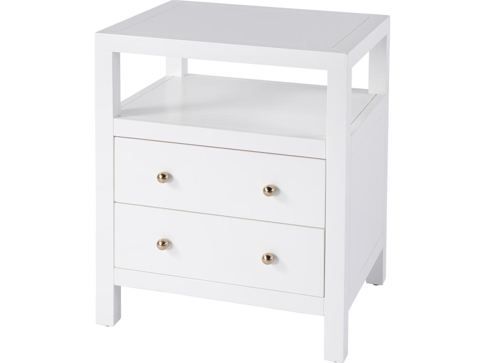 Specialty Company Nora 2-Drawer Nightstand with Open Shelf in Smooth White