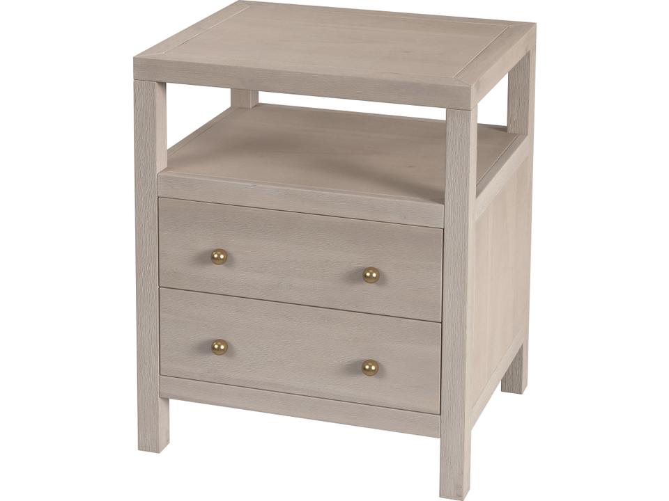 Specialty Company Nora 2-Drawer Nightstand in Light Natural with Gold Pulls