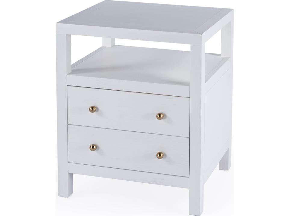 Specialty Company Nora 2-Drawer Nightstand with Open Shelf in Wire-Brushed White