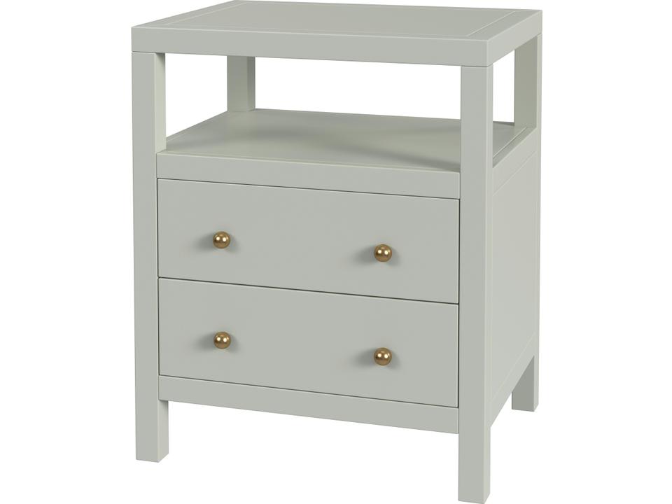Nora 2-Drawer Nightstand with Open Shelf in Pastel Sage Green