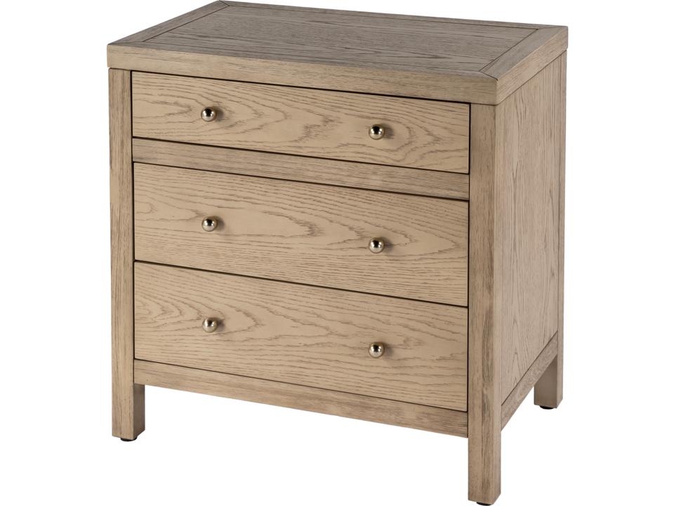 Nora 3-Drawer Nightstand in Light Brown Wood Finish