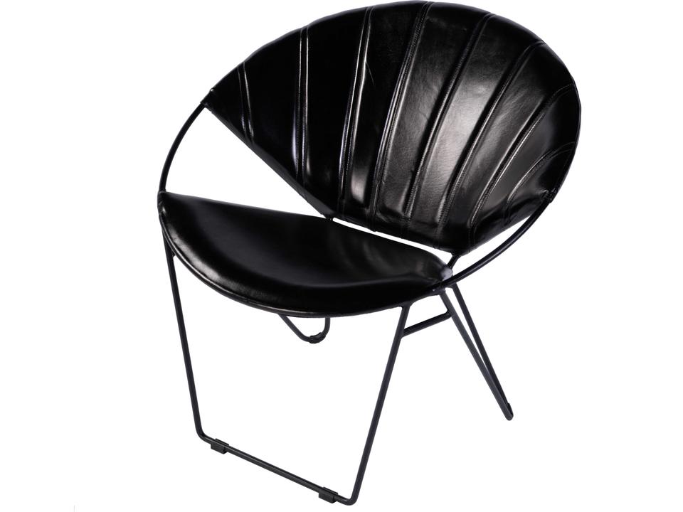 Harlan Leather and Iron Accent Chair in Black