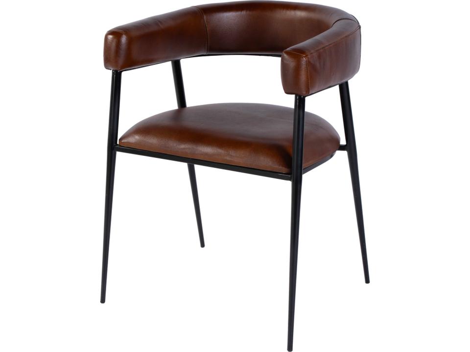 Specialty Company Dallas Industrial Dining Side Chair in Medium Brown Goat Leather
