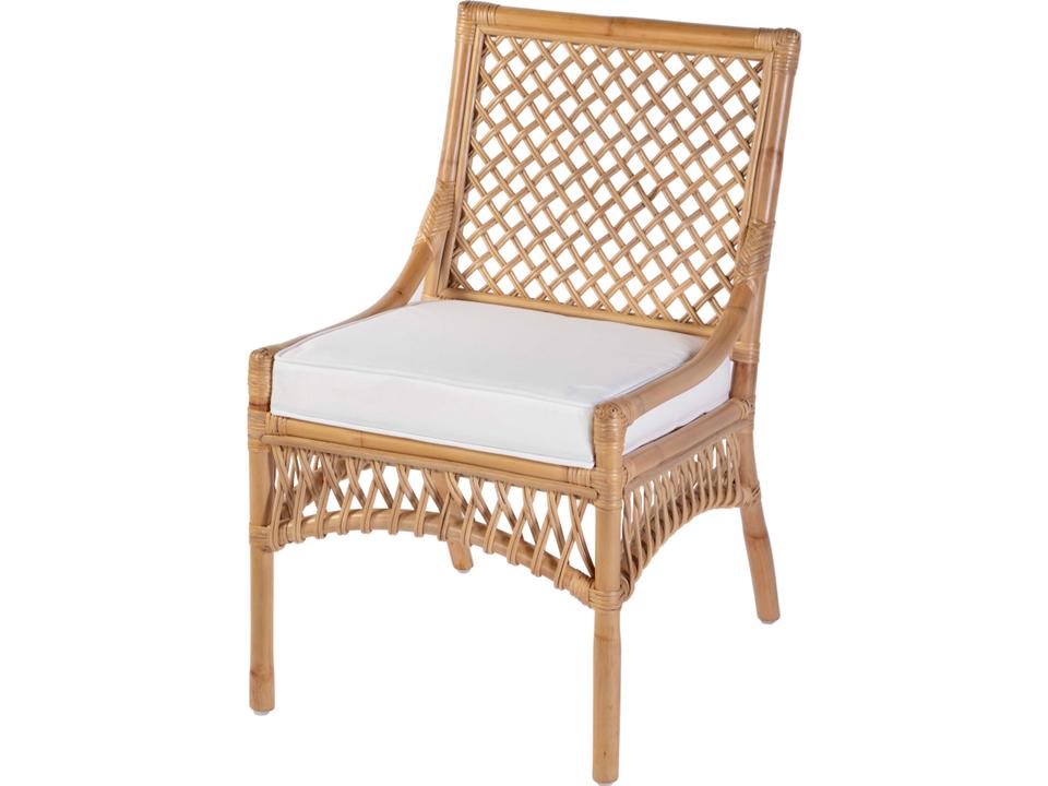 Specialty Company Antigua Upholstered Dining Side Chair in Natural Rattan and White