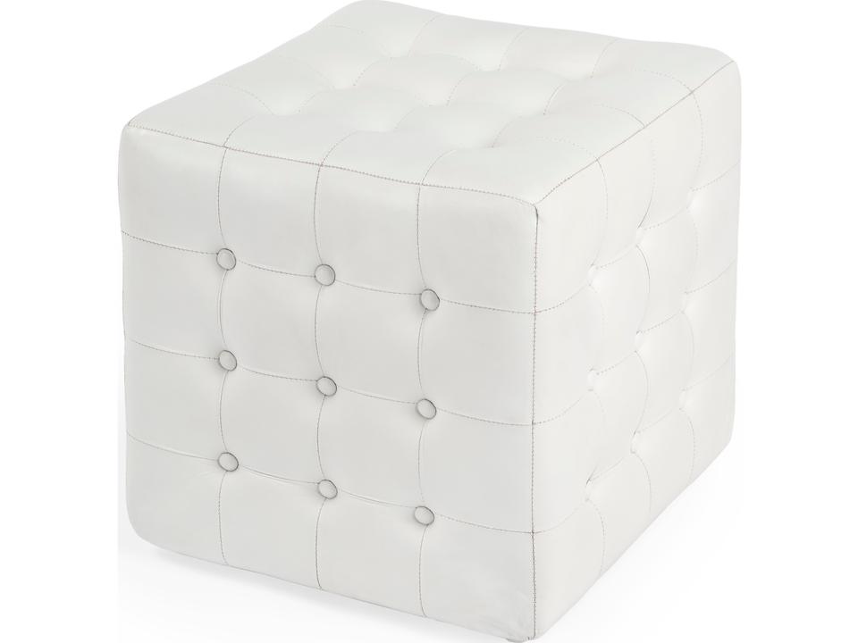 Specialty Leon White Leather Button Tufted Ottoman