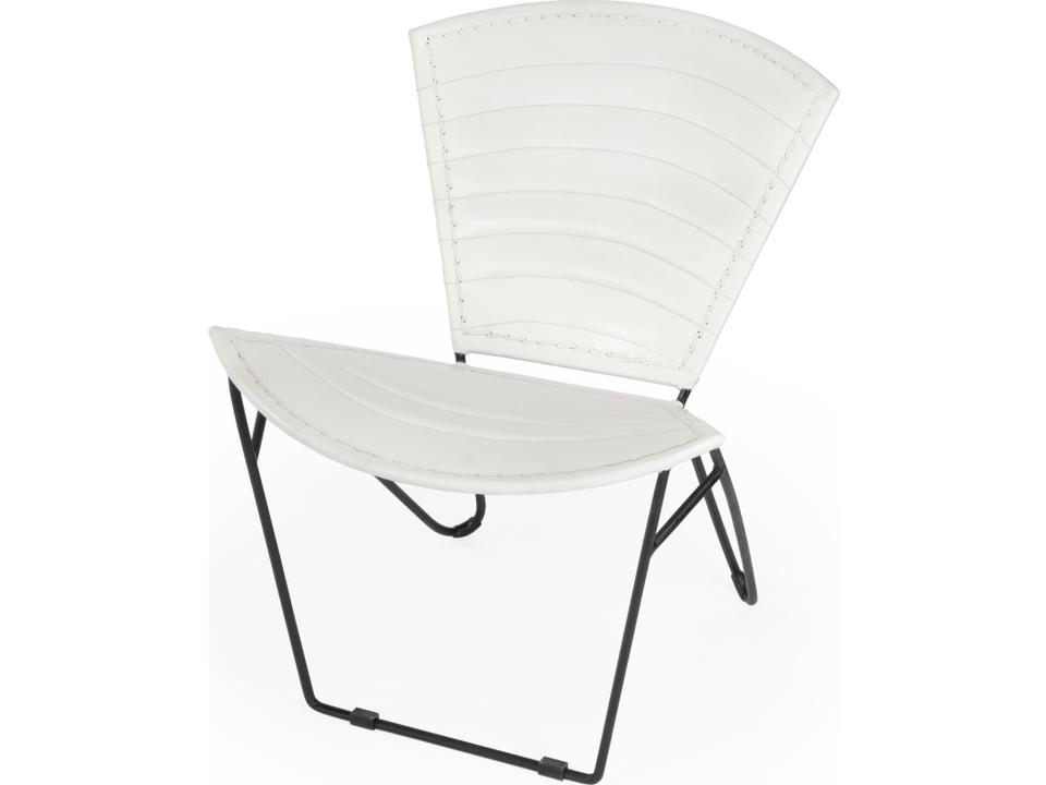 Felix Upholstered Accent Chair in White Goat Leather and Iron