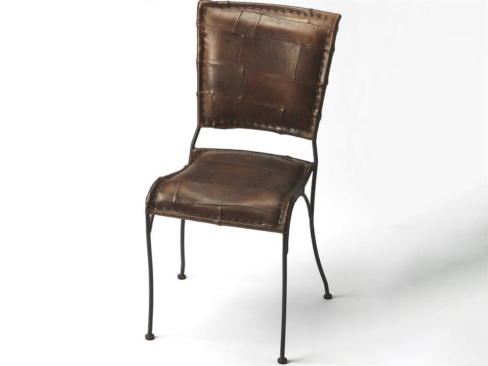 Specialty Maverick Upholstered Dining Side Chair with Leather Patchwork