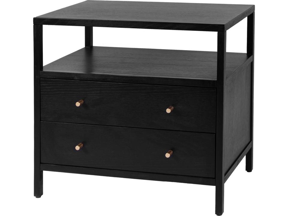 Specialty Mendel 2-Drawer Nightstand with Open Shelf in Black