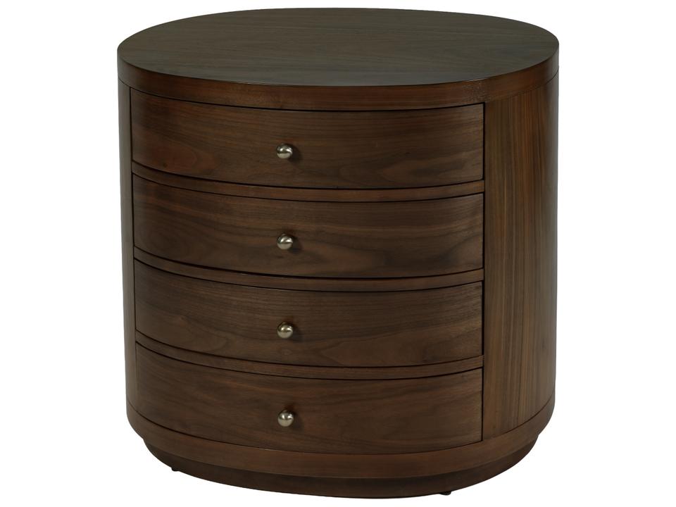 Nora 28 in. W Oval Wood 4 Drawer Nightstand Walnut