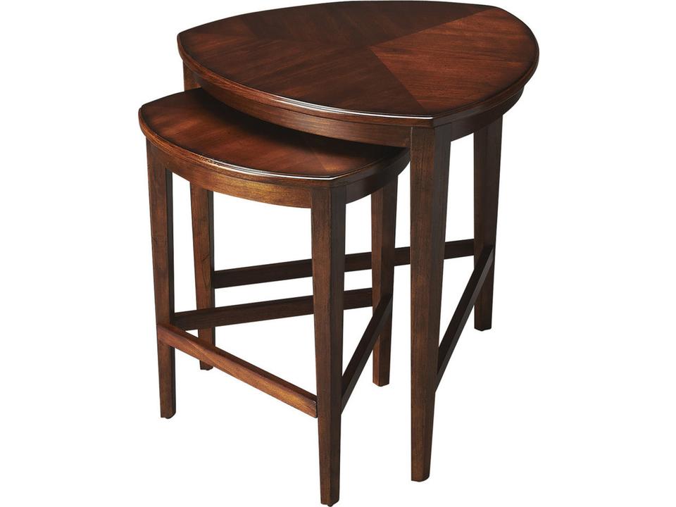 Specialty Company Finnegan Triangular Nesting Side Tables in Antique Cherry