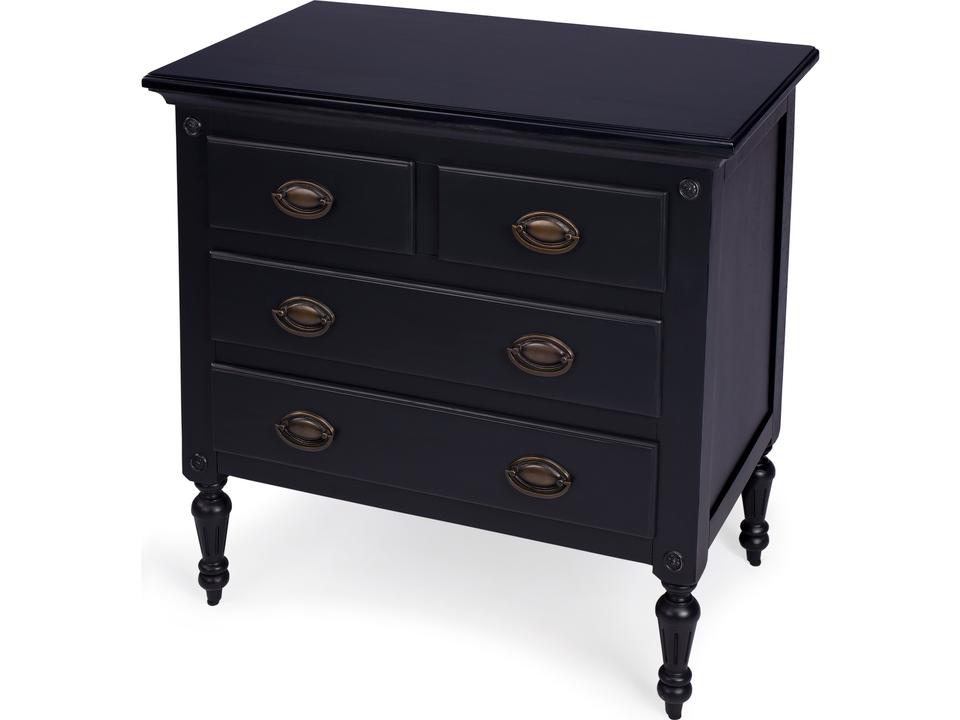 Easterbrook 4-Drawer Accent Chest in Black Mahogany Wood