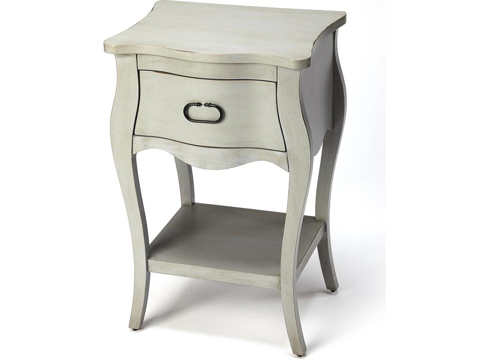 Rochelle 1-Drawer Nightstand in Gray with Open Shelf