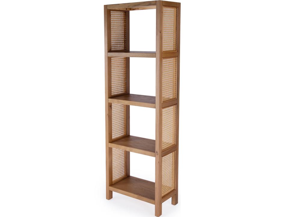 Mesa 24-Inch 4-Tier Etagere Bookcase in Natural Wood and Cane