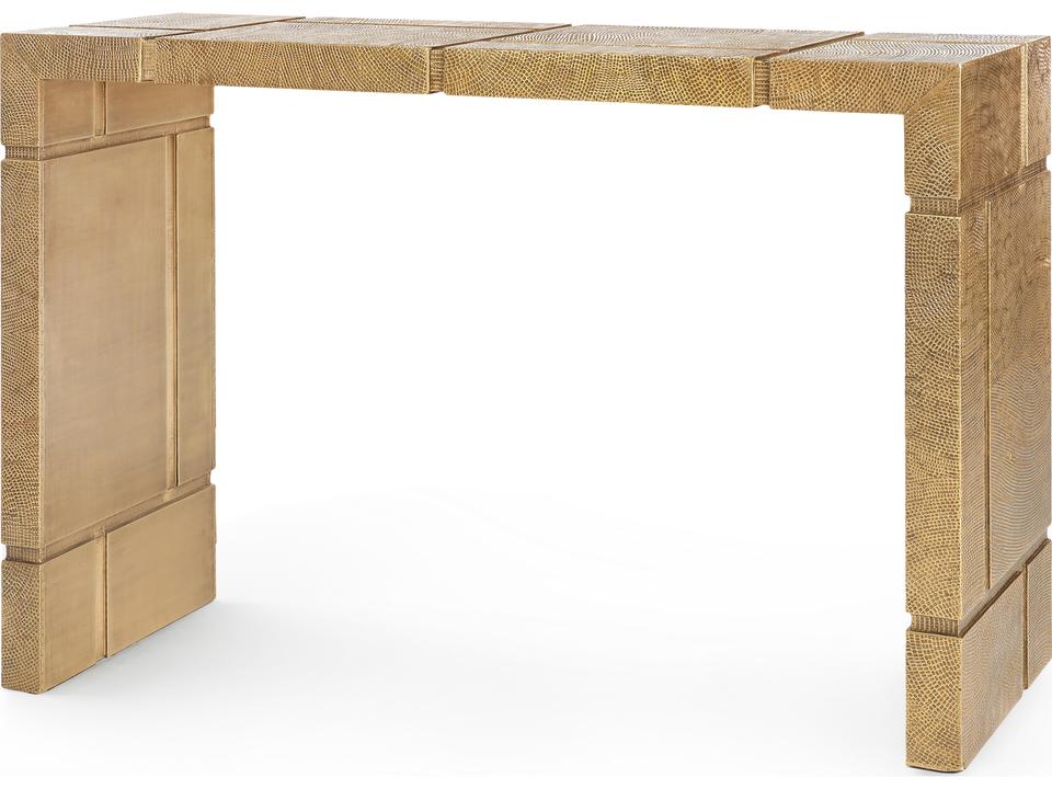Hollis Rectangular Console Table in Antique Brass