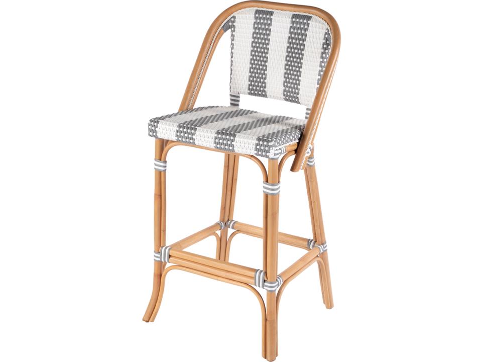 Lila Wicker Bar Stool in Gray and White Poly Rattan