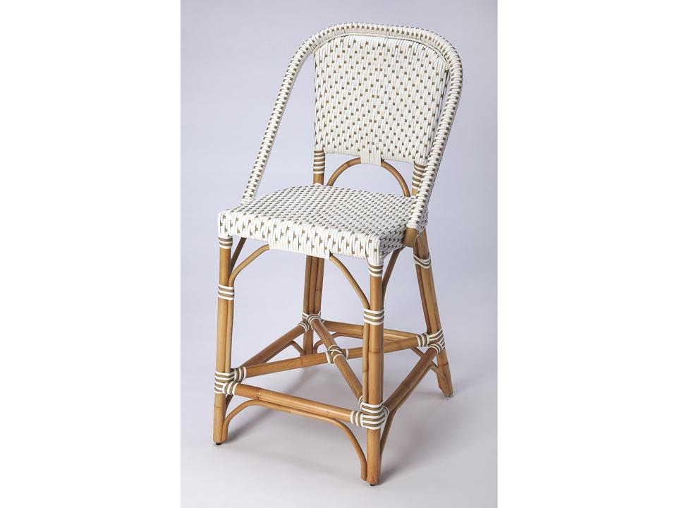 Butler Specialty Solstice Polypropylene Rattan Counter Height Stool White Tan