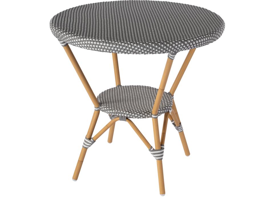 Tobias 30-Inch Round Aluminum and PE Rattan Bistro Table in Gray and White