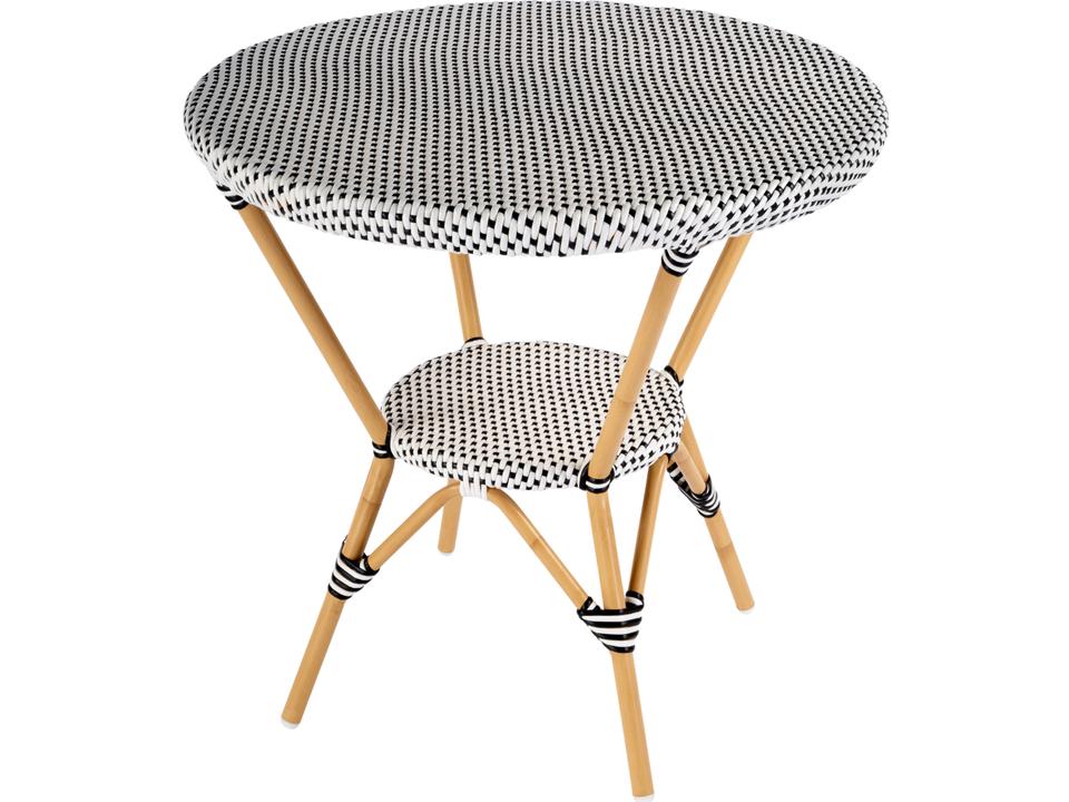 Tobias 30-Inch Round Bistro Table with Black and White PE Rattan