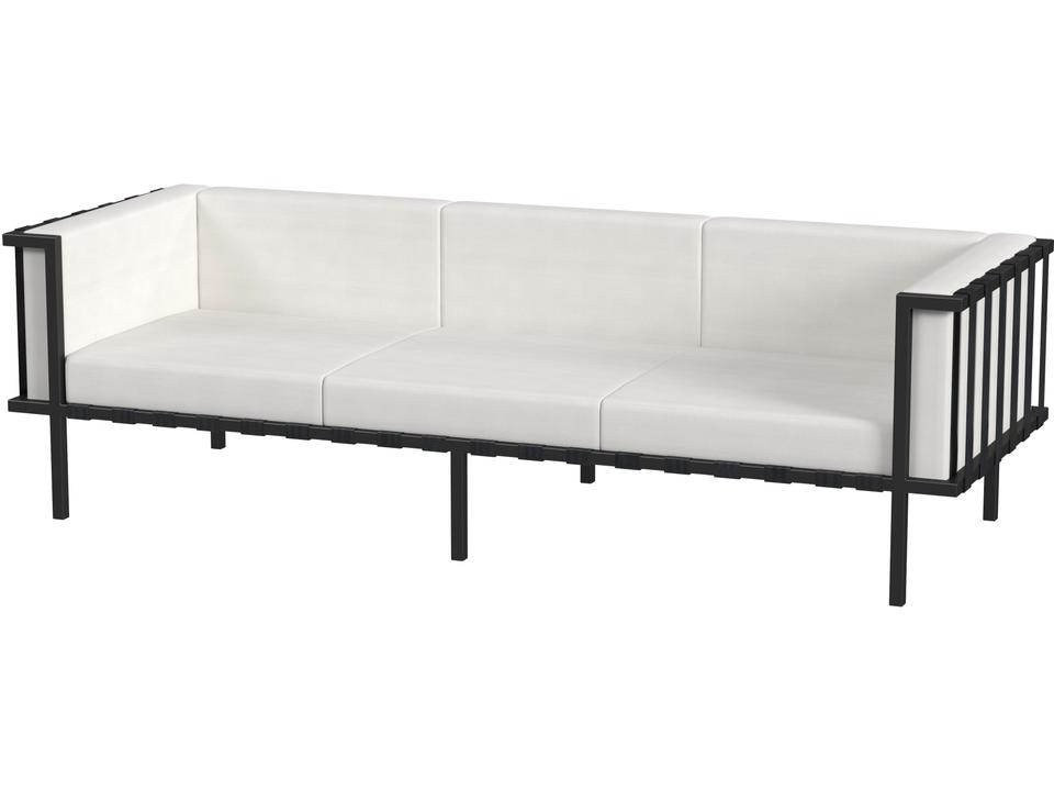 Norway 3-Seat Metal Cushion Sofa in Black and White
