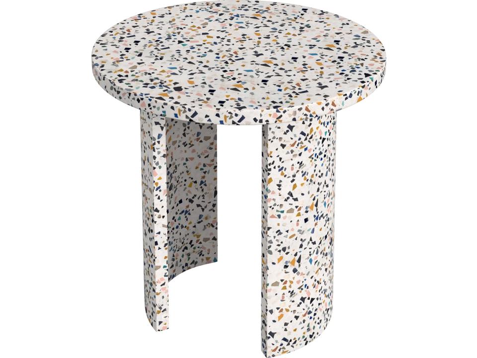 Butler Specialty Company Siesta Round Outdoor Side Table in White Terrazzo