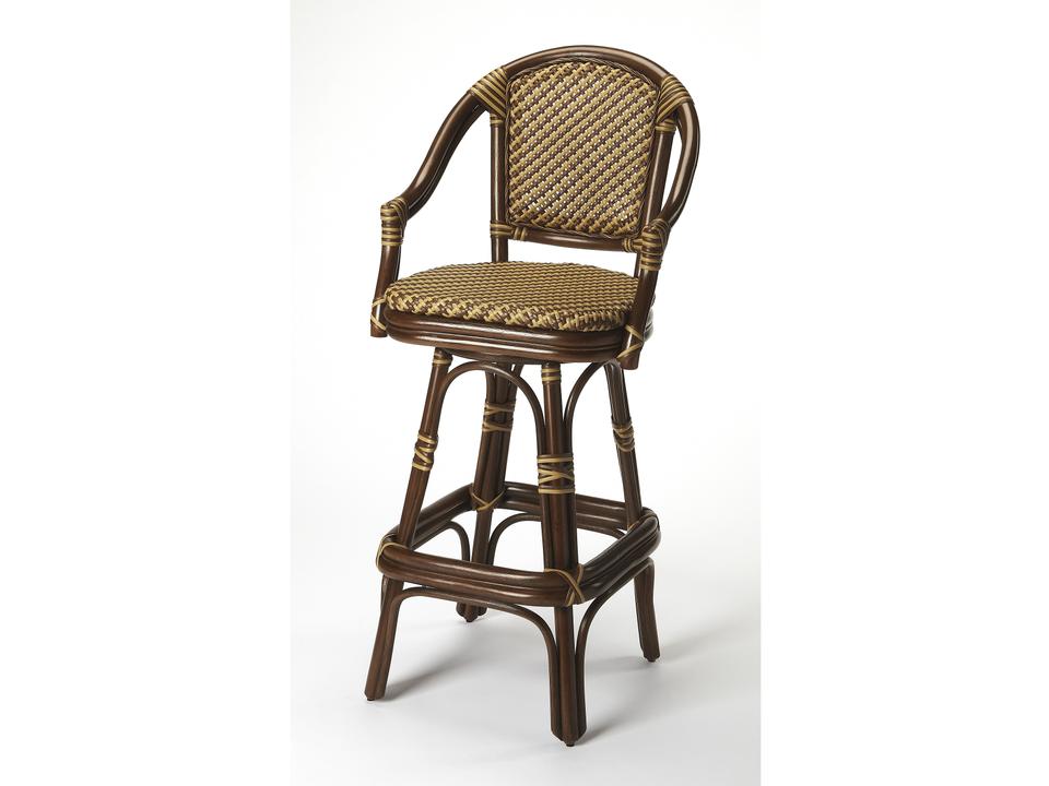 Butler Specialty Company Renata Rattan Bar Stool in Multi-Color Brown