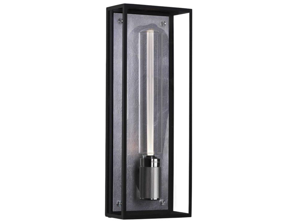 Caged Wet Wall Sconce in Steel and Clear Glass