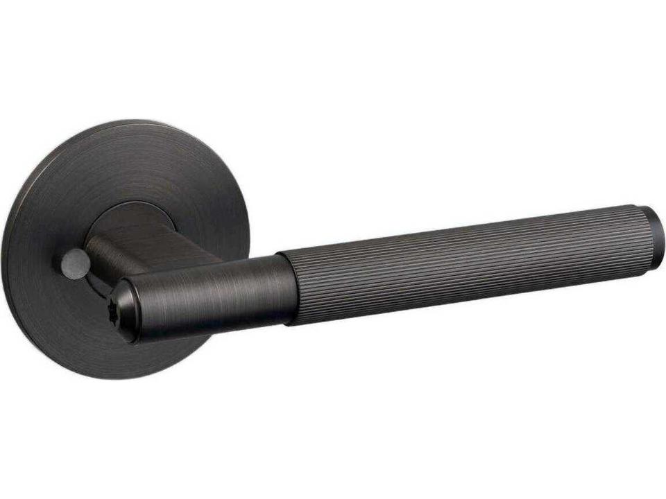 Privacy Linear Door Handle in Smoked Bronze and Stainless Steel