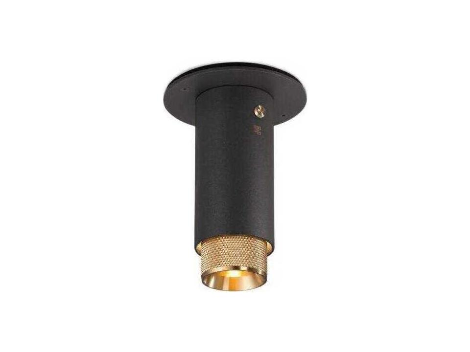Exhaust 1-Light Brass Black Cylinder Flush Mount