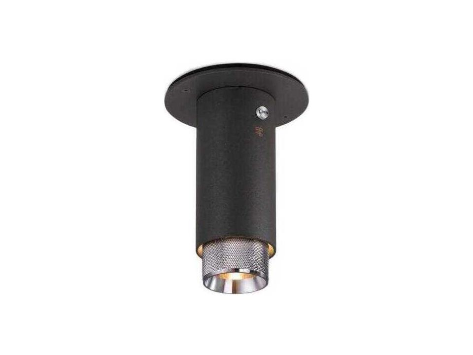 Exhaust 1-Light Steel Black Cylinder Flush Mount