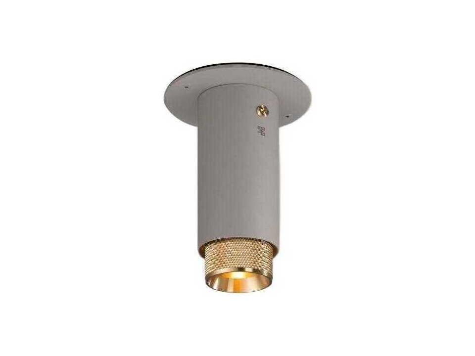 Exhaust 1-Light Brass Gray Cylinder Flush Mount