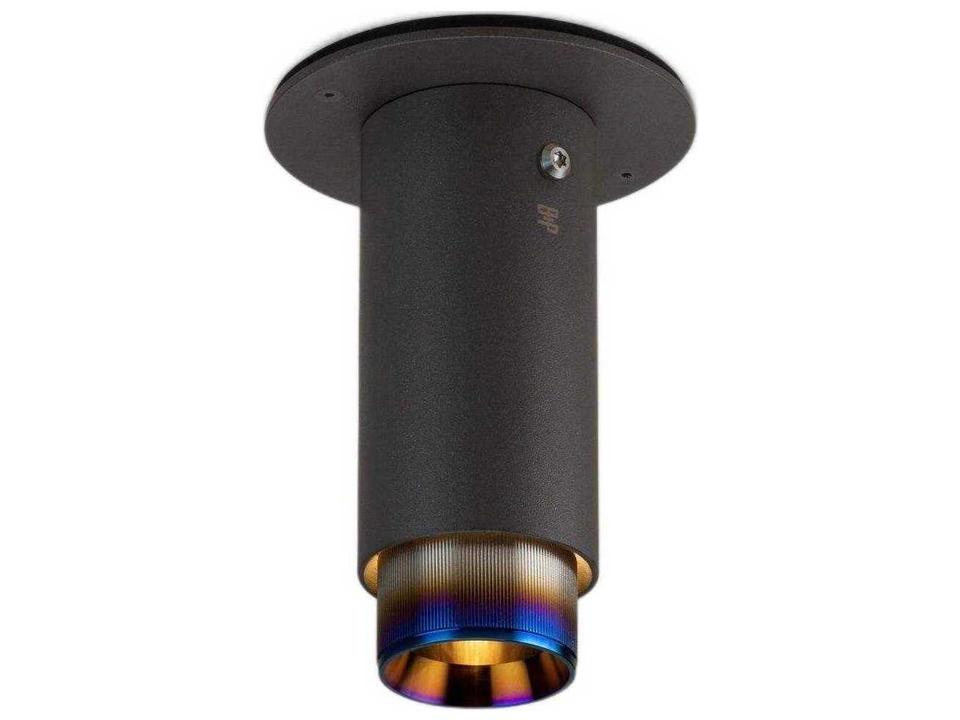 Exhaust 1-Light Burnt Steel Black Cylinder Flush Mount