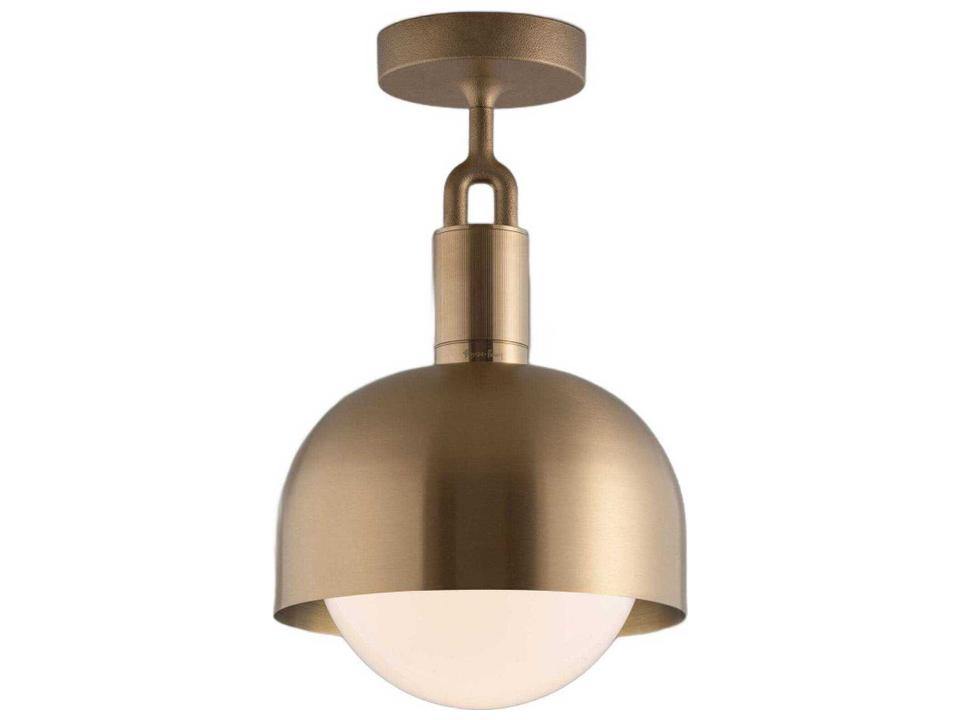 Forked Linear Semi-Flush Mount Ceiling Light with Handblown Glass Globe